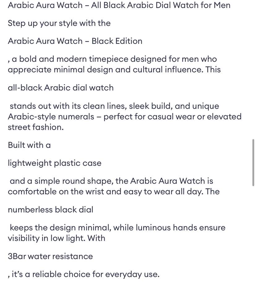 Arabic Aura Watch | Aura Men's Watch with Arabic Numerals Matte Black Minimalist Analog Watch | Trending Wristwatch, Black, bracelet | Watch For Mens | Watch For Boys | Black Watch | Gift For Mens