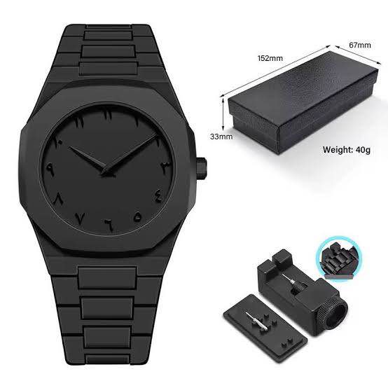 Arabic Aura Watch | Aura Men's Watch with Arabic Numerals Matte Black Minimalist Analog Watch | Trending Wristwatch, Black, bracelet | Watch For Mens | Watch For Boys | Black Watch | Gift For Mens