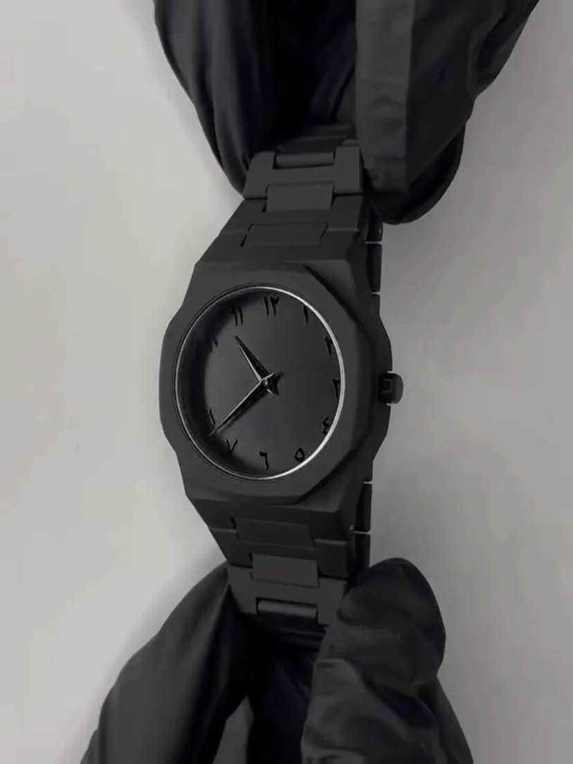Arabic Aura Watch | Aura Men's Watch with Arabic Numerals Matte Black Minimalist Analog Watch | Trending Wristwatch, Black, bracelet | Watch For Mens | Watch For Boys | Black Watch | Gift For Mens